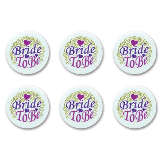 Beistle 2" White Bride To Be Buttons, 6ct.
